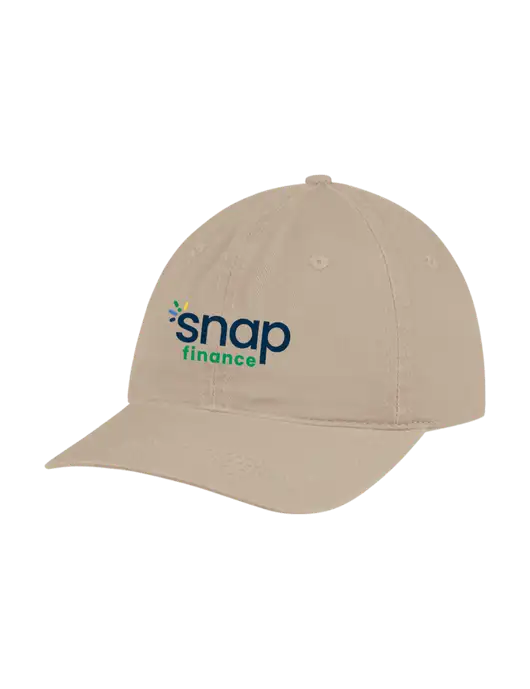 Garment Washed Unstructured Twill Tan Cap w/Snap Finance Logo