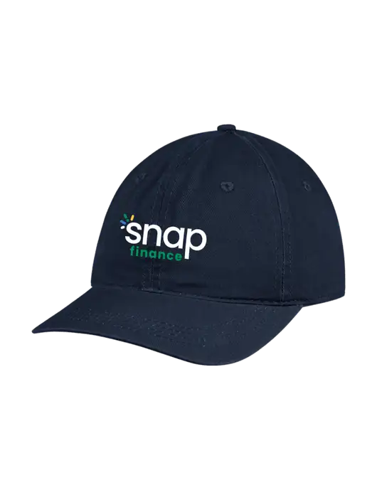 Garment Washed Unstructured Twill Navy Cap w/Snap Finance Logo