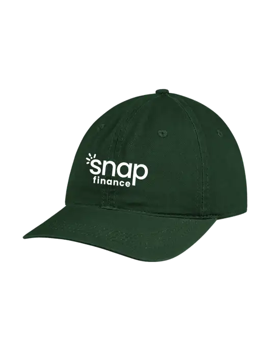 Garment Washed Unstructured Twill Dark Green Cap w/Snap Finance Logo