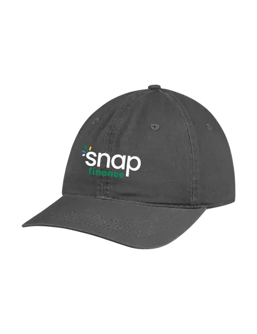 Garment Washed Unstructured Twill Charcoal Cap w/Snap Finance Logo