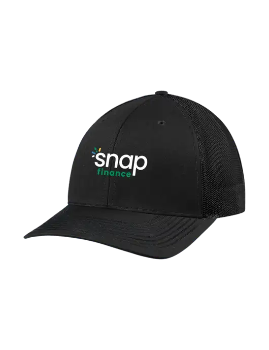Richardson Adjustable Snapback Original 112 Trucker Cap Black w/Black Mesh w/Snap Finance Logo