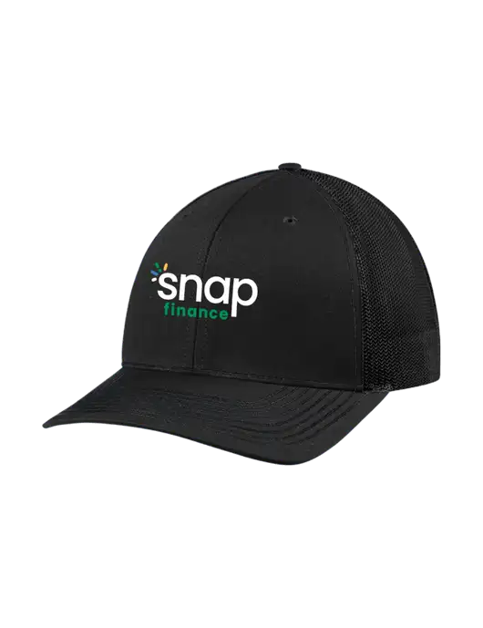Richardson Adjustable Snapback Original 112 Trucker Cap Black w/Black Mesh w/Snap Finance Logo