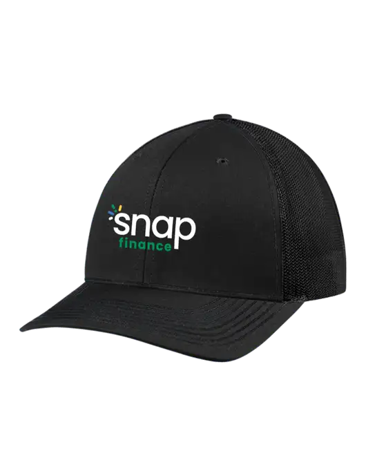 Richardson Adjustable Snapback Original 112 Trucker Cap Black w/Black Mesh w/Snap Finance Logo