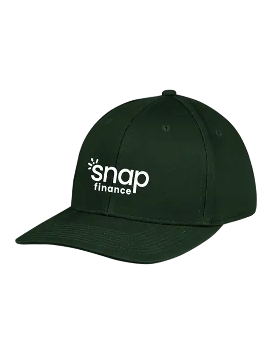 Premium Modern Structured Twill Dark Green Snapback Cap w/Snap Finance Logo