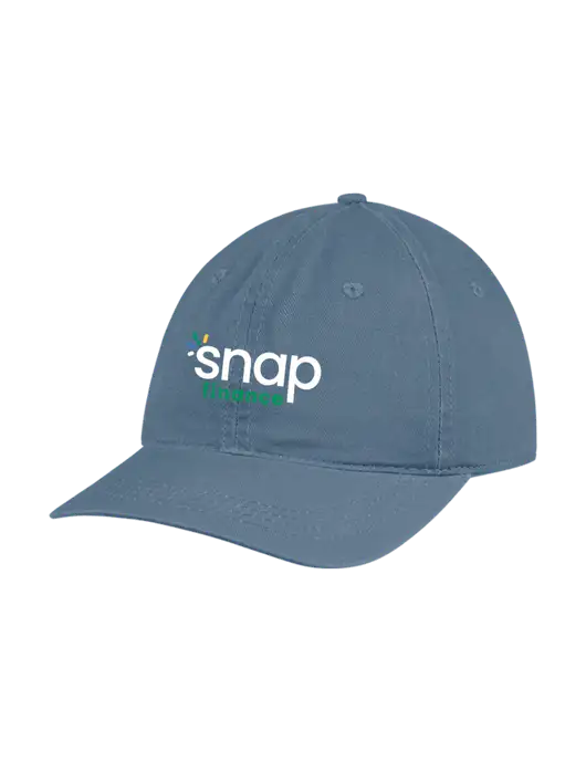 Garment Washed Unstructured Twill Light Navy Blue Cap w/Snap Finance Logo