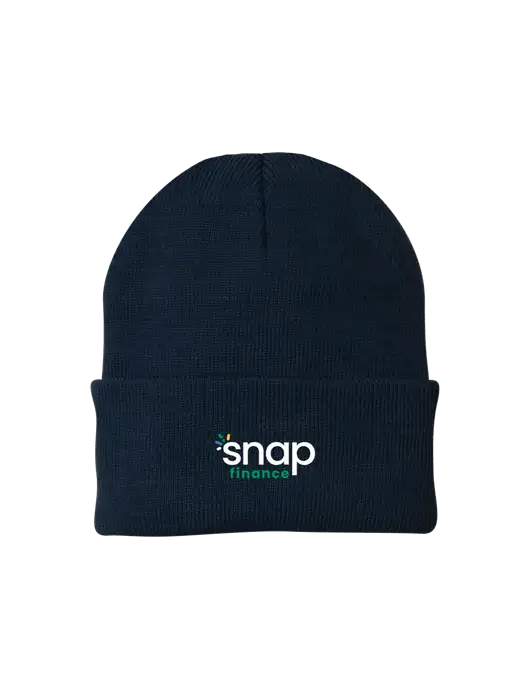 Navy Knit Cap w/Snap Finance Logo