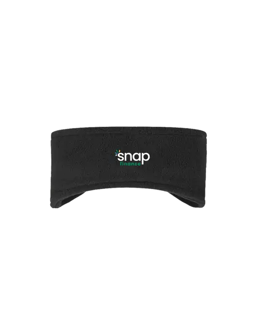 Black Stretch Fleece Headband w/Snap Finance Logo