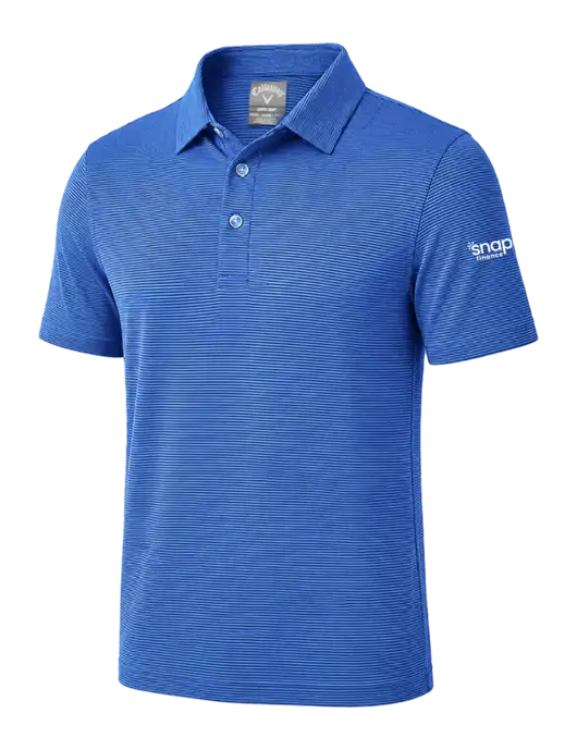 Callaway Royal Blue Fine Line Stripe Polo w/Snap Finance Logo