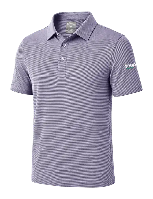 Callaway Navy Fine Line Stripe Polo w/Snap Finance Logo