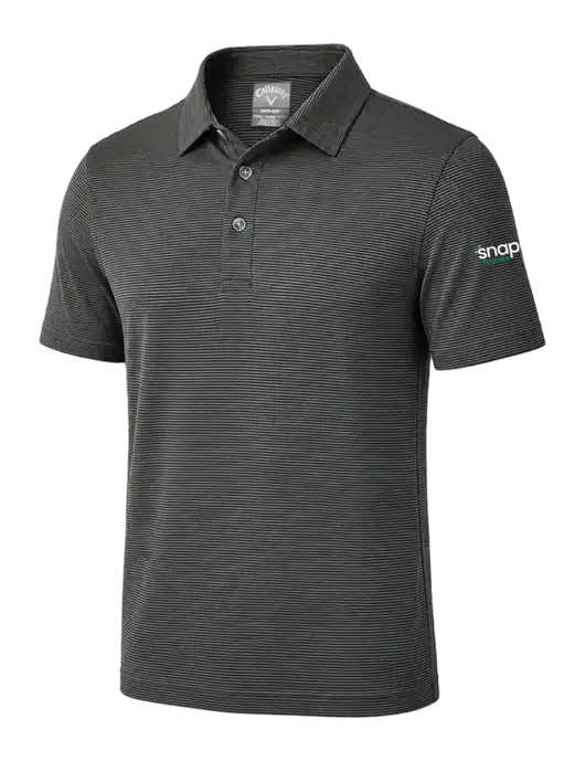 Callaway Black Fine Line Stripe Polo w/Snap Finance Logo