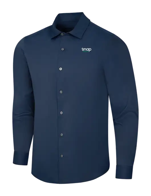 Navy City Stretch Shirt w/Snap Finance Logo