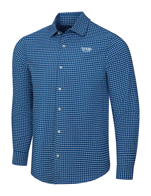 Navy/White City Stretch Shirt w/Snap Finance Logo