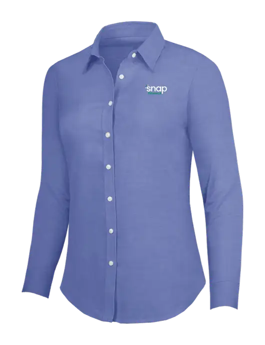 Navy Womens SuperPro Oxford Shirt w/Snap Finance Logo