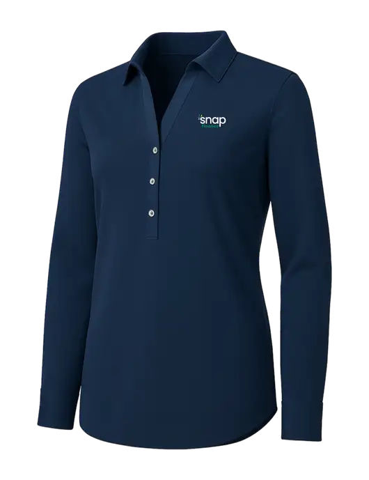 Womens Navy City Stretch Shirt w/Snap Finance Logo