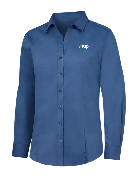 Light Navy Womens Crosshatch Easy Care Shirt w/Snap Finance Logo
