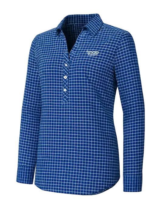 Womens Navy/White City Stretch Shirt w/Snap Finance Logo