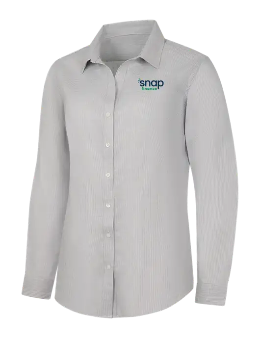 Light Grey/White Womens Pincheck Easy Care Shirt w/Snap Finance Logo