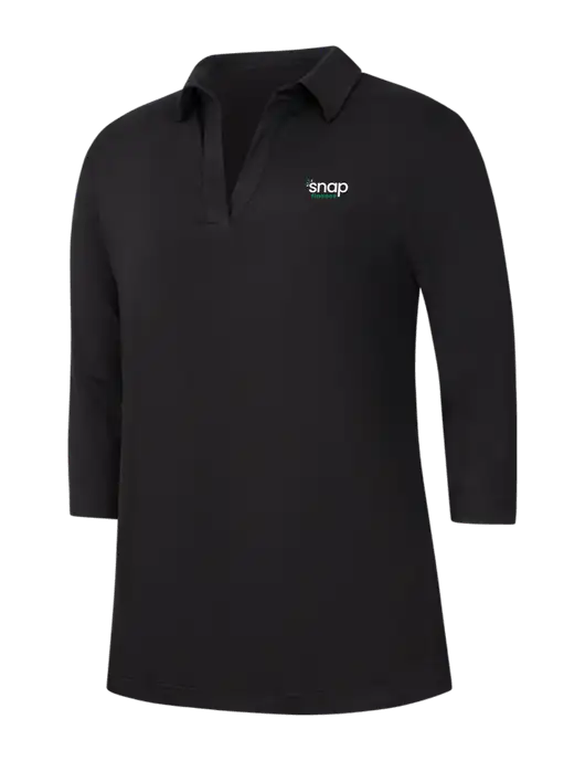 Womens Black Luxe Knit Tunic w/Snap Finance Logo