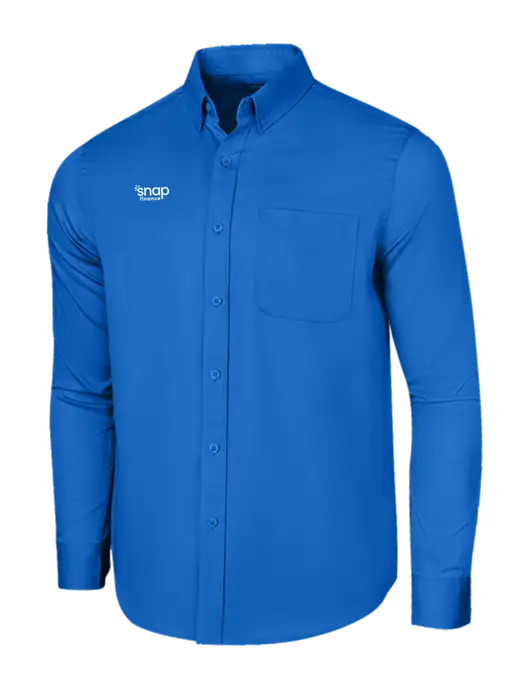 Long Sleeve Royal Blue Superpro React Twill Shirt w/Snap Finance Logo