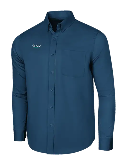 Long Sleeve Light Navy Superpro React Twill Shirt w/Snap Finance Logo