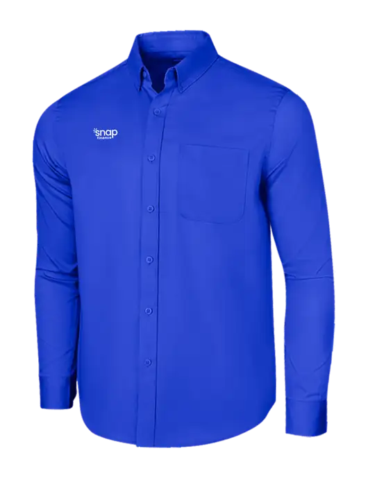 Long Sleeve Dark Royal Superpro React Twill Shirt w/Snap Finance Logo