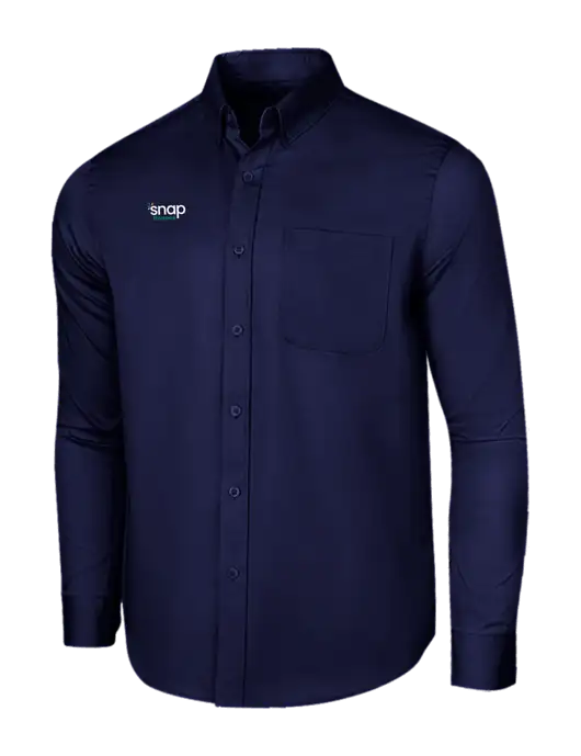 Long Sleeve Navy Superpro React Twill Shirt w/Snap Finance Logo