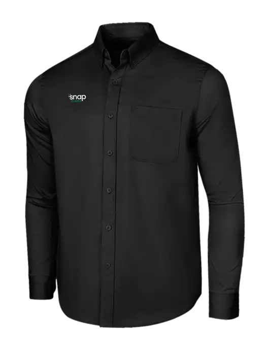 Long Sleeve Deep Black Superpro React Twill Shirt w/Snap Finance Logo