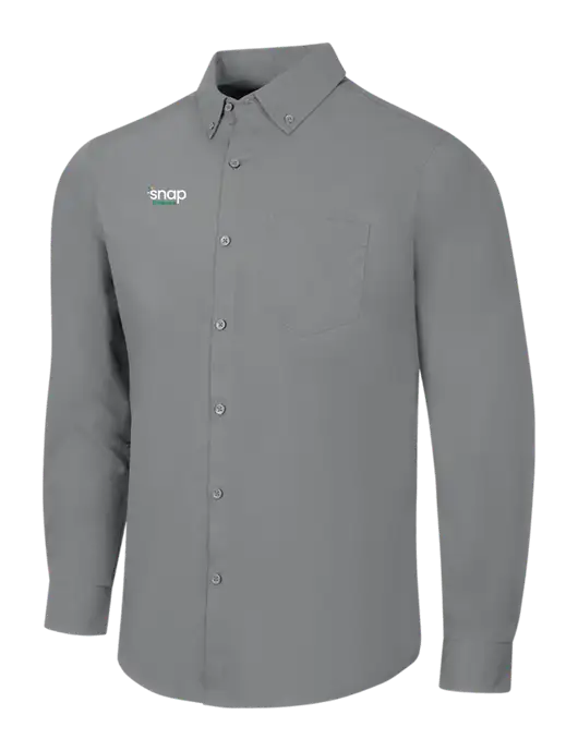 Medium Grey Long Sleeve Carefree Poplin Shirt w/Snap Finance Logo