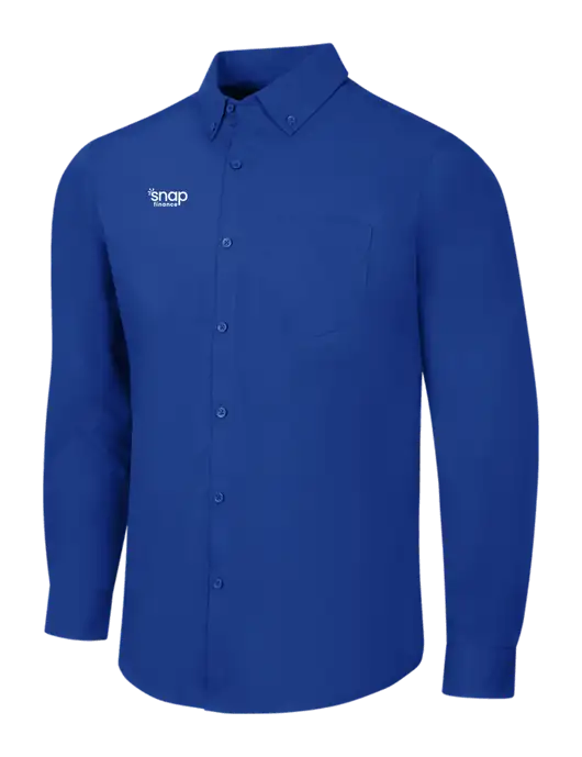 Dark Royal Long Sleeve Carefree Poplin Shirt w/Snap Finance Logo