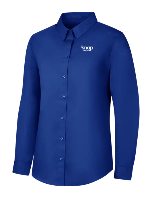 Womens Royal Long Sleeve Carefree Poplin Shirt w/Snap Finance Logo