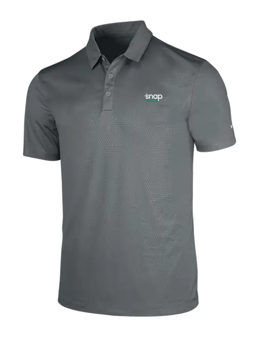 NIKE Medium Grey Dri-Fit Embossed Tri-Blade Polo w/Snap Finance Logo