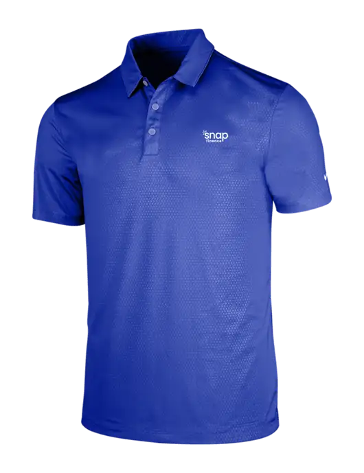 NIKE Dark Royal Dri-Fit Embossed Tri-Blade Polo w/Snap Finance Logo