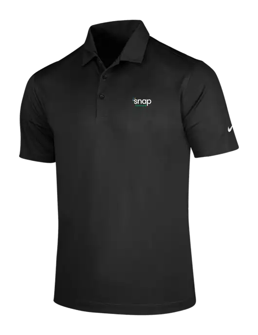 NIKE Black Dri-Fit Vertical Mesh Polo w/Snap Finance Logo