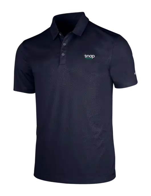 NIKE Dark Navy Dri-Fit Embossed Tri-Blade Polo w/Snap Finance Logo