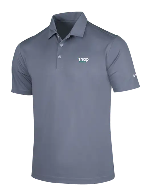 NIKE Medium Grey Dri-Fit Vertical Mesh Polo w/Snap Finance Logo