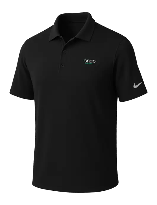 NIKE Black Dri-Fit Micro Pique Polo w/Snap Finance Logo