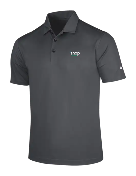 NIKE Dark Grey Dri-Fit Vertical Mesh Polo w/Snap Finance Logo