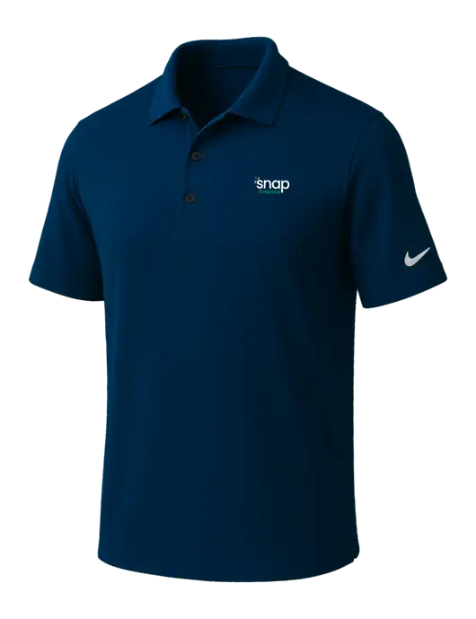 NIKE Navy Dri-Fit Micro Pique Polo w/Snap Finance Logo