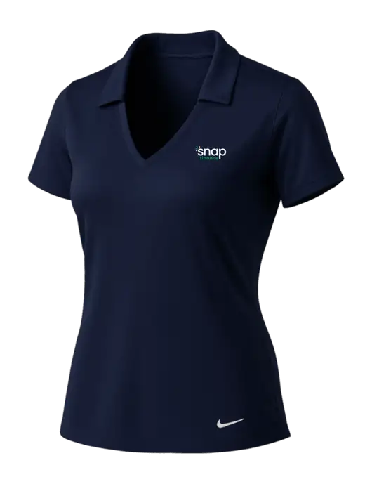 NIKE Dark Navy Womens Dri-Fit Vertical Mesh Polo w/Snap Finance Logo
