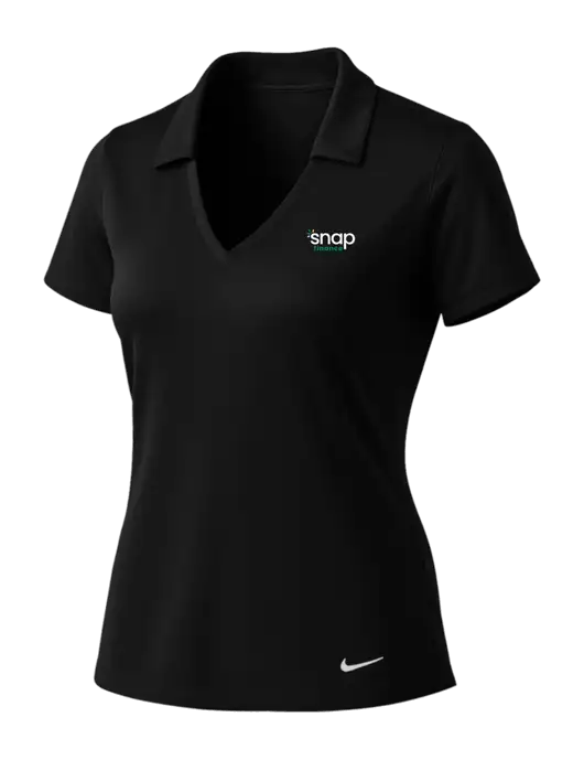 NIKE Black Womens Dri-Fit Vertical Mesh Polo w/Snap Finance Logo