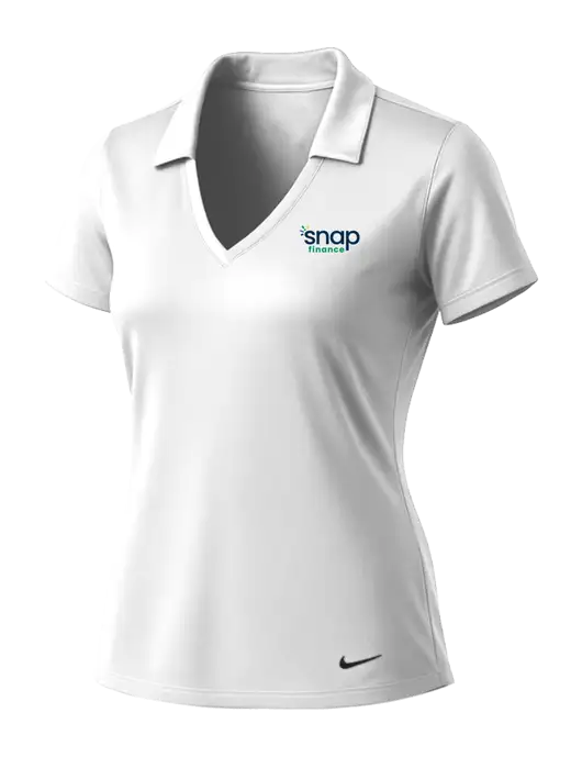 NIKE White Womens Dri-Fit Vertical Mesh Polo w/Snap Finance Logo