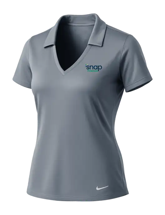 NIKE Medium Grey Womens Dri-Fit Vertical Mesh Polo w/Snap Finance Logo