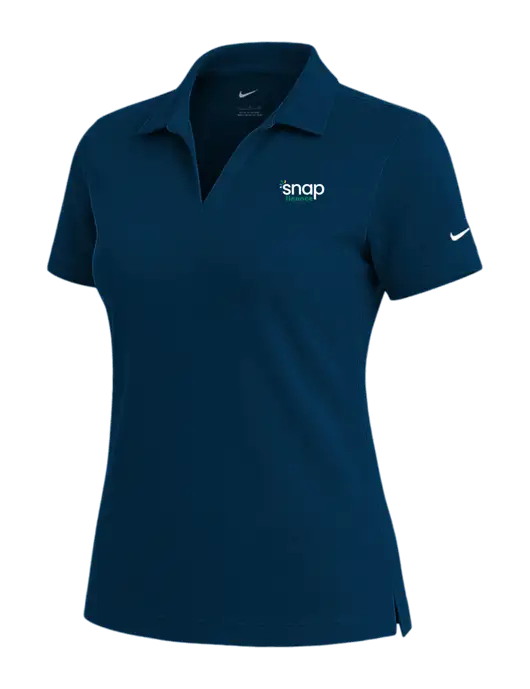 NIKE Navy Womens Dri-Fit Micro Pique Polo w/Snap Finance Logo