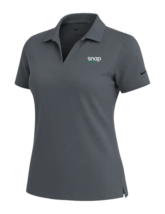 NIKE Dark Grey Womens Dri-Fit Micro Pique Polo w/Snap Finance Logo