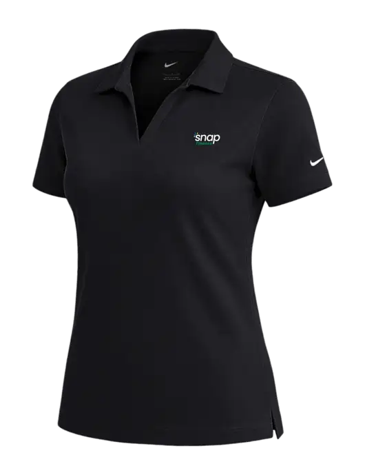 NIKE Black Womens Dri-Fit Micro Pique Polo w/Snap Finance Logo