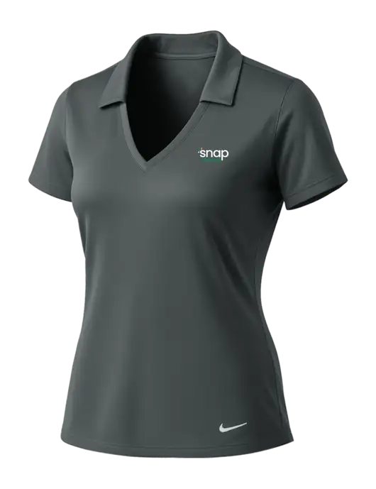 NIKE Dark Grey Womens Dri-Fit Vertical Mesh Polo w/Snap Finance Logo