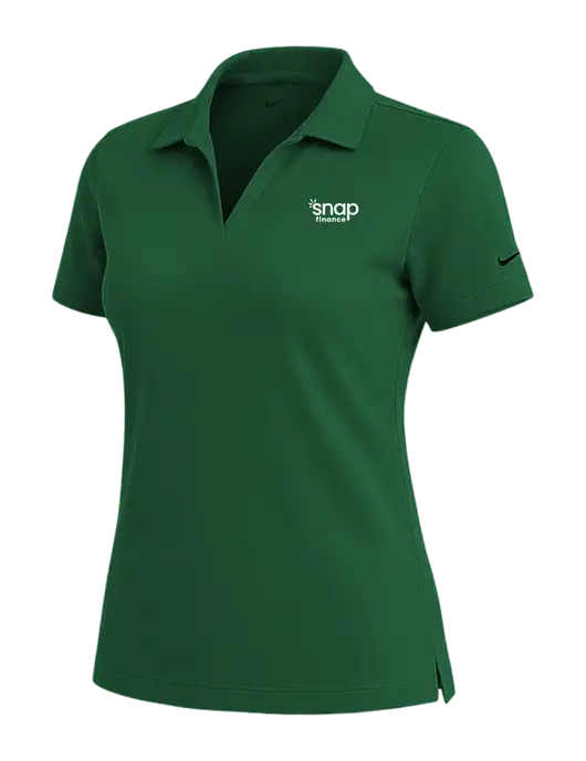 NIKE Dark Green Womens Dri-Fit Micro Pique Polo w/Snap Finance Logo