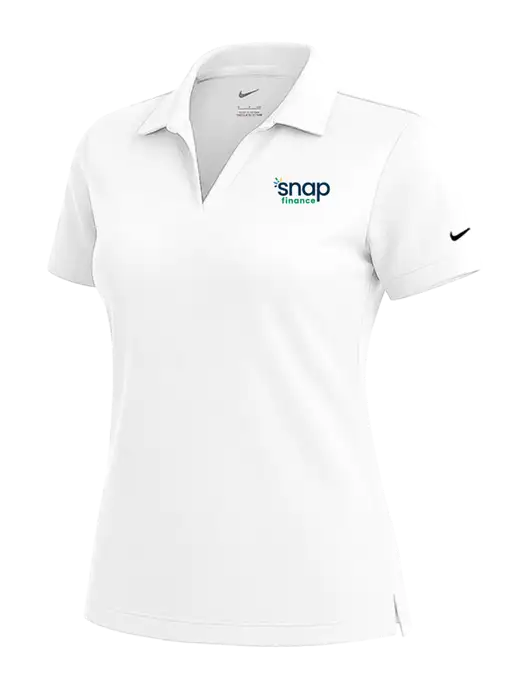 NIKE White Womens Dri-Fit Micro Pique Polo w/Snap Finance Logo