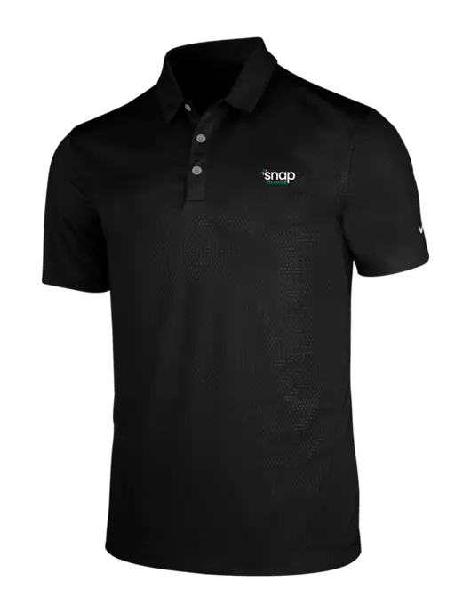 NIKE Black Dri-Fit Embossed Tri-Blade Polo w/Snap Finance Logo