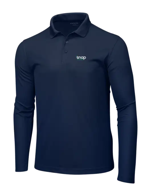 OGIO Navy Caliber 2.0 Long Sleeve Polo w/Snap Finance Logo